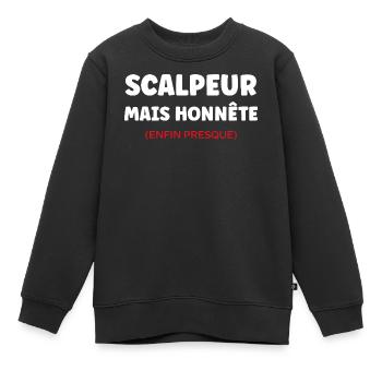 Scalpeur Honnête Presque - Sweat Premium enfant bio - noir - Devant - AI Model Kid Female (0cm)