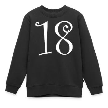18. 18 ANS. 18e ANNIVERSAIRE. ANNIVERSAIRE 18 ANS. - Sweat Premium enfant bio - noir - Devant - AI Model Kid Female (0cm)
