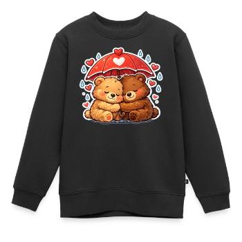 Kuschelbären unter Herzregen - Kinder Premium Organic Sweatshirt - Schwarz - Vorne - AI Model Kid Female (0cm)