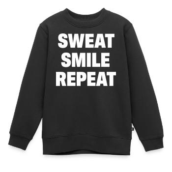 Sourire en sueur, répéter - Sweat Premium enfant bio - noir - Devant - AI Model Kid Female (0cm)