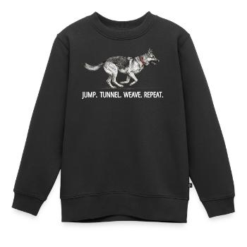 Agility Schäferhund Jump Tunnel Repeat - Kinder Premium Organic Sweatshirt - Schwarz - Vorne - AI Model Kid Female (0cm)