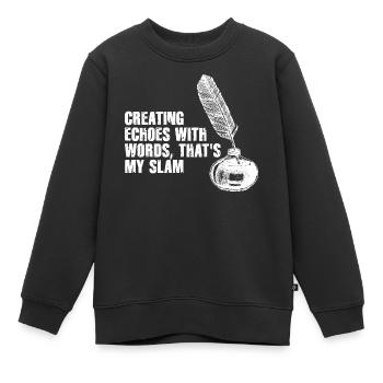 Feder erinnert an Slam-Poesie - Kinder Premium Organic Sweatshirt - Schwarz - Vorne - AI Model Kid Female (0cm)