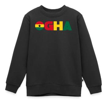Ghana - Sweat Premium enfant bio - noir - Devant - AI Model Kid Female (0cm)
