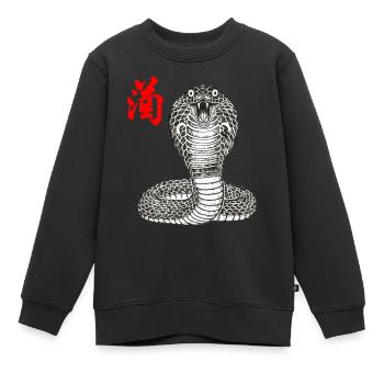Cobra Asiatisch - Kinder Premium Organic Sweatshirt - Schwarz - Vorne - AI Model Kid Female (0cm)
