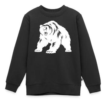 Grizzly Bär Silhouette - Kinder Premium Organic Sweatshirt - Schwarz - Vorne - AI Model Kid Female (0cm)