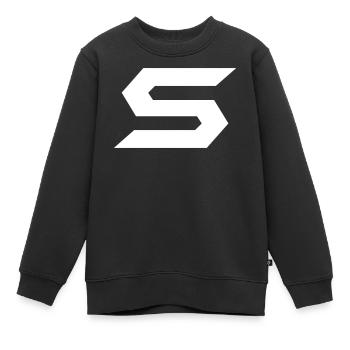 Contraste géométrique en zigzag - Sweat Premium enfant bio - noir - Devant - AI Model Kid Female (0cm)