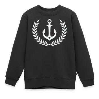 Ancre dans la couronne de laurier - Sweat Premium enfant bio - noir - Devant - AI Model Kid Female (0cm)