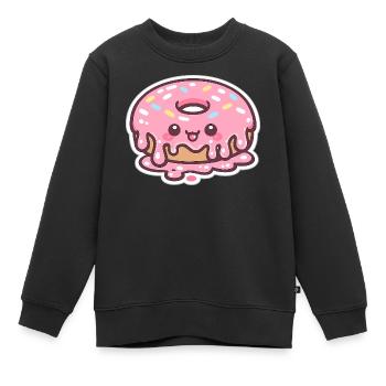 Kawaii Donut mit Zuckerguss - Kinder Premium Organic Sweatshirt - Schwarz - Vorne - AI Model Kid Female (0cm)
