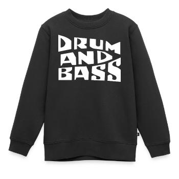 Drum and Bass Typographie audacieuse - Sweat Premium enfant bio - noir - Devant - AI Model Kid Female (0cm)