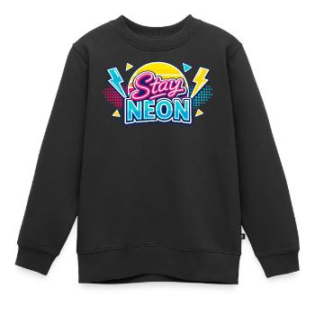 Stay Neon Retro Burst - Kinder Premium Organic Sweatshirt - Schwarz - Vorne - AI Model Kid Female (0cm)