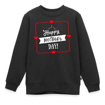 Happy Mothers Day Herz Umrandung - Weiß Rot - Kinder Premium Organic Sweatshirt - Schwarz - Vorne - AI Model Kid Female (0cm)