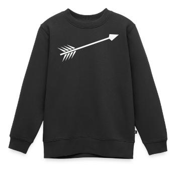 Flèche blanche avec plume - Sweat Premium enfant bio - noir - Devant - AI Model Kid Female (0cm)