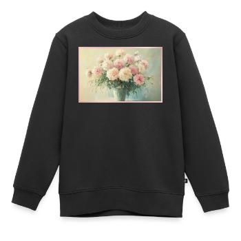 Bouquet floral pastel délicat - Sweat Premium enfant bio - noir - Devant - AI Model Kid Female (0cm)