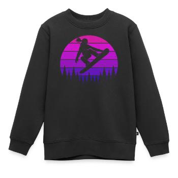 Retro Snowboarderin Slopestyle Wintersport Wald - Kinder Premium Organic Sweatshirt - Schwarz - Vorne - AI Model Kid Female (0cm)