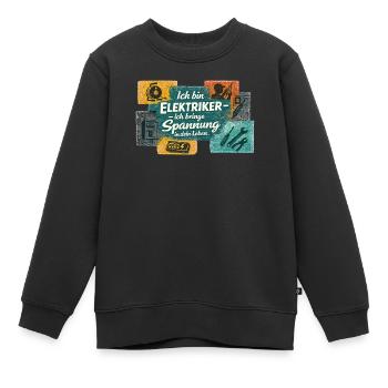 Ich bin Elektriker Spannung ins Leben - Kinder Premium Organic Sweatshirt - Schwarz - Vorne - AI Model Kid Female (0cm)