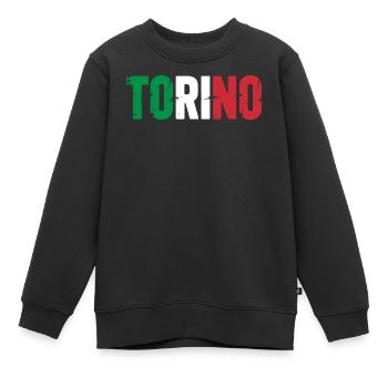Turin, Italie - Sweat Premium enfant bio - noir - Devant - AI Model Kid Female (0cm)