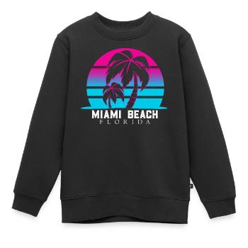 Miami Beach Palmen Neon - Kinder Premium Organic Sweatshirt - Schwarz - Vorne - AI Model Kid Female (0cm)