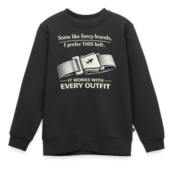 CE message de ceinture : Ceinture de sécurité avion - Sweat Premium enfant bio - noir - Devant - AI Model Kid Female (0cm)