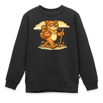 Wanderbär auf Entdeckungstour - Kinder Premium Organic Sweatshirt - Schwarz - Vorne - AI Model Kid Female (0cm)