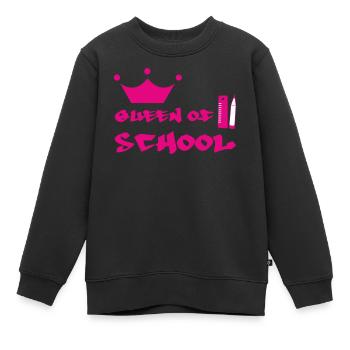 Reine de la Cour d'École : Design Girly Couronné - Sweat Premium enfant bio - noir - Devant - AI Model Kid Female (0cm)