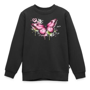 Schmetterling Graffiti Street Art  - Kinder Premium Organic Sweatshirt - Schwarz - Vorne - AI Model Kid Female (0cm)