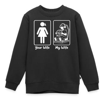 Ta femme Ma femme - Sweat Premium enfant bio - noir - Devant - AI Model Kid Female (0cm)