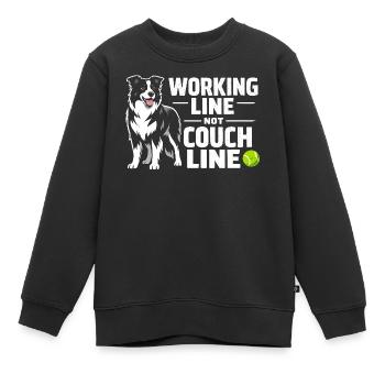 Ligne de travail au lieu de canapé | Border Collie - Sweat Premium enfant bio - noir - Devant - AI Model Kid Female (0cm)