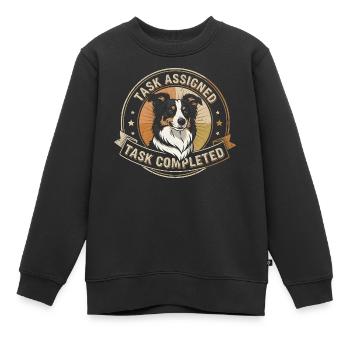 Aufgabe erledigt | Border Collie Badge - Kinder Premium Organic Sweatshirt - Schwarz - Vorne - AI Model Kid Female (0cm)