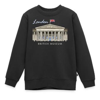 London British Museum, handgezeichnet - Kinder Premium Organic Sweatshirt - Schwarz - Vorne - AI Model Kid Female (0cm)