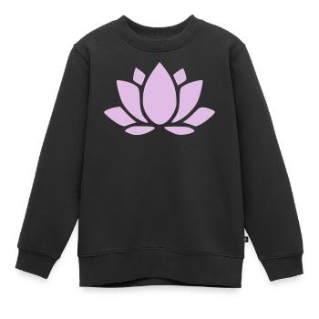 Fleur de lotus Fleur de lotus Fleur de lotus Fleur de violette Fleur de yoga - Sweat Premium enfant bio - noir - Devant - AI Model Kid Female (0cm)