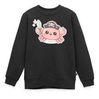 Piratenkrabbe mit Schwert - Kinder Premium Organic Sweatshirt - Schwarz - Vorne - AI Model Kid Female (0cm)