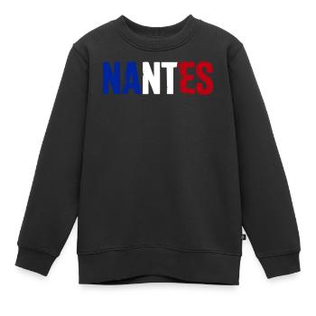 Nantes, France - Sweat Premium enfant bio - noir - Devant - AI Model Kid Female (0cm)