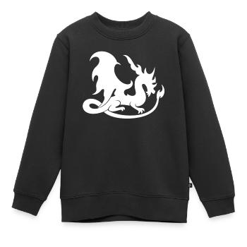 weiße Drachensilhouette im Flammenstil - Kinder Premium Organic Sweatshirt - Schwarz - Vorne - AI Model Kid Female (0cm)