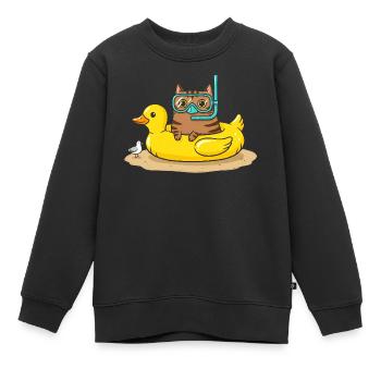 Taucherkatze auf Gummi Ente - Kinder Premium Organic Sweatshirt - Schwarz - Vorne - AI Model Kid Female (0cm)