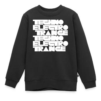Musique techno électro trance - Sweat Premium enfant bio - noir - Devant - AI Model Kid Female (0cm)