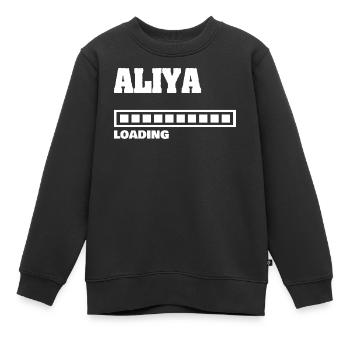 Geburt Aliya - Kinder Premium Organic Sweatshirt - Schwarz - Vorne - AI Model Kid Female (0cm)