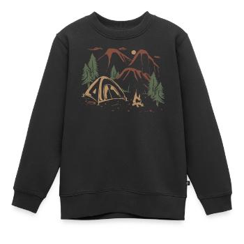 Backcountry Camp Night Sketch - Kids Premium Organic Sweatshirt - black - Front - AI Model Kid Female (0cm)