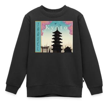 Pagode de Kyoto dans la lumière du soir Tavel Kyoto Japon - Sweat Premium enfant bio - noir - Devant - AI Model Kid Female (0cm)
