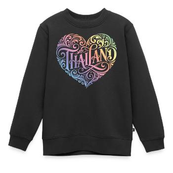 Thailand Herz Bunt - Kinder Premium Organic Sweatshirt - Schwarz - Vorne - AI Model Kid Female (0cm)