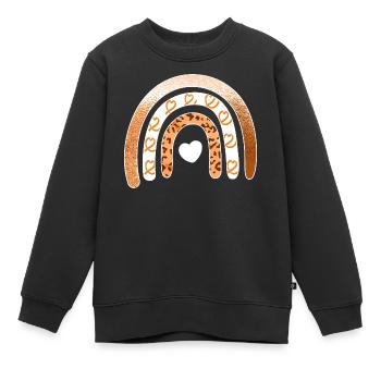 Leopard-Regenbogenherz-Arc - Kinder Premium Organic Sweatshirt - Schwarz - Vorne - AI Model Kid Female (0cm)
