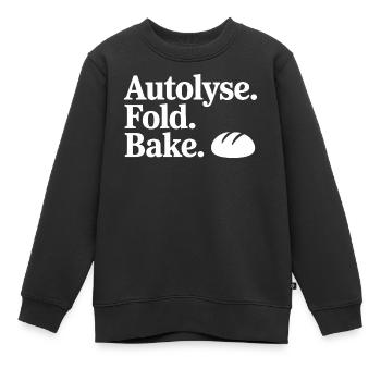 Brotkunst Autolyse Falten Backen - Kinder Premium Organic Sweatshirt - Schwarz - Vorne - AI Model Kid Female (0cm)