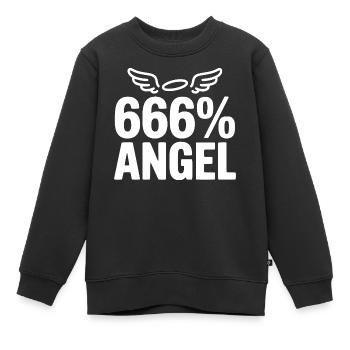 666 % Engel - Kinder Premium Organic Sweatshirt - Schwarz - Vorne - AI Model Kid Female (0cm)