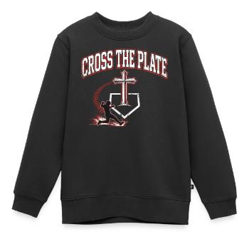 Cross The Plate Christlicher Baseball Glaube Jesus - Kinder Premium Organic Sweatshirt - Schwarz - Vorne - AI Model Kid Female (0cm)
