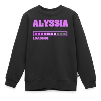 Geburt Alyssia - Kinder Premium Organic Sweatshirt - Schwarz - Vorne - AI Model Kid Female (0cm)