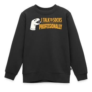 Mit Socken reden | Sockenpuppe Humor - Kinder Premium Organic Sweatshirt - Schwarz - Vorne - AI Model Kid Female (0cm)