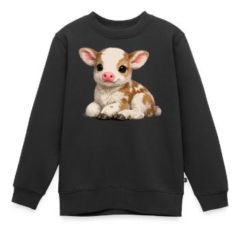 Süßes Kalb-Kuscheltier - Kinder Premium Organic Sweatshirt - Schwarz - Vorne - AI Model Kid Female (0cm)