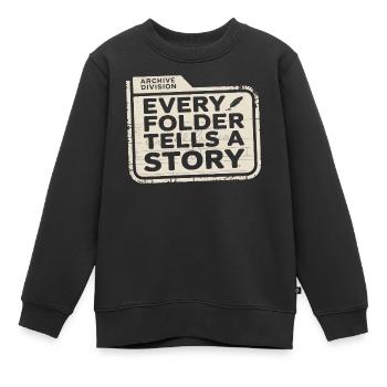 Chaque dossier raconte une histoire - Sweat Premium enfant bio - noir - Devant - AI Model Kid Female (0cm)