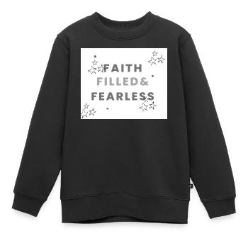 Voller Glauben und furchtlos - Kinder Premium Organic Sweatshirt - Schwarz - Vorne - AI Model Kid Female (0cm)