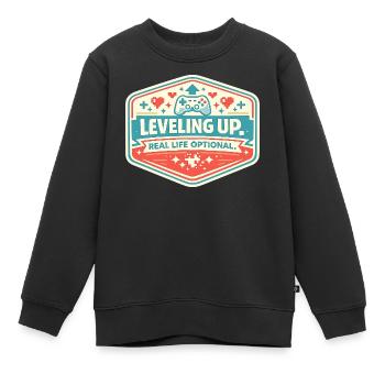 Passez au niveau supérieur - Sweat Premium enfant bio - noir - Devant - AI Model Kid Female (0cm)
