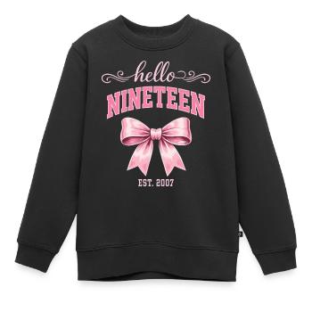 Hallo, neunzehn 19 Jahre alt ist Geburtstagsknoten 2007 - Kinder Premium Organic Sweatshirt - Schwarz - Vorne - AI Model Kid Female (0cm)